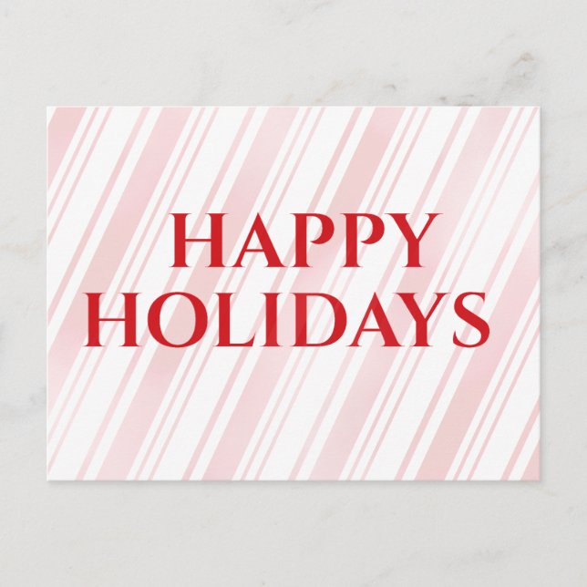 Peppermint Stripe Happy Holidays Holiday Postcard (Front)