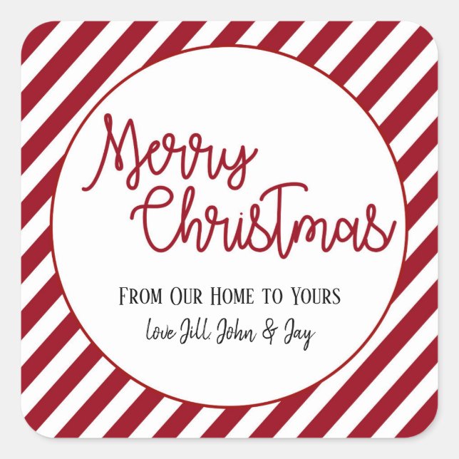 Peppermint Stripe To and From Sticker Tag (Front)