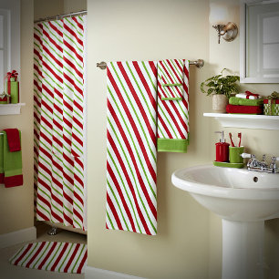 Peppermint stripes bath towel set