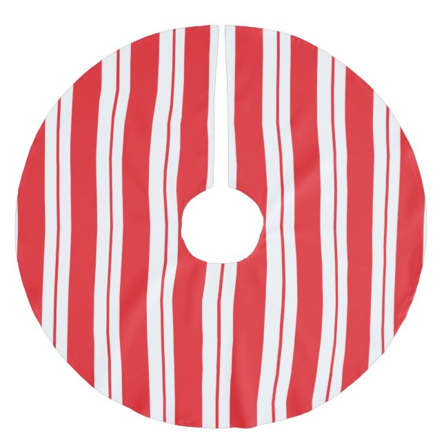 Peppermint Stripes Christmas Candy Cane  Brushed Polyester Tree Skirt (Front)