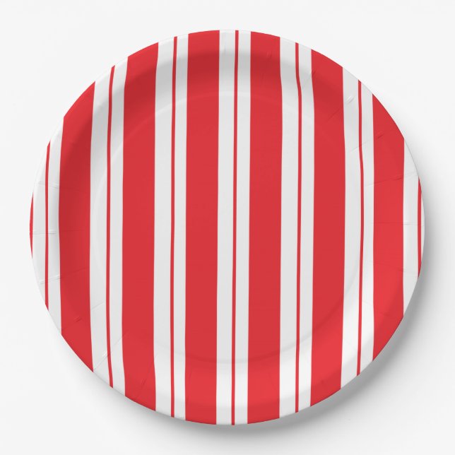 Peppermint Stripes Christmas Candy Cane  Paper Plate (Front)