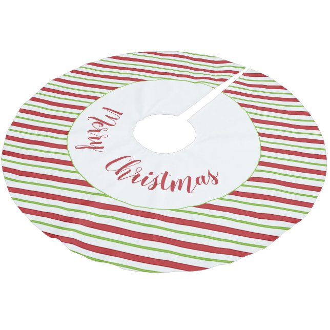 Peppermint stripes personalised   brushed polyester tree skirt (Angled)