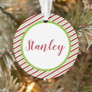Peppermint stripes personalised   ornament