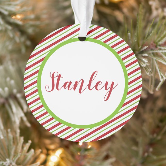 Peppermint stripes personalised   ornament (Tree)