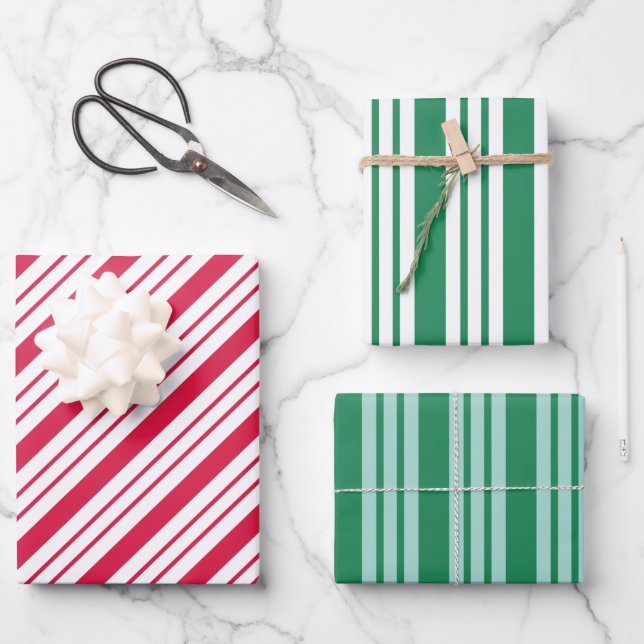 Peppermint Stripes Wrapping Paper (Front)