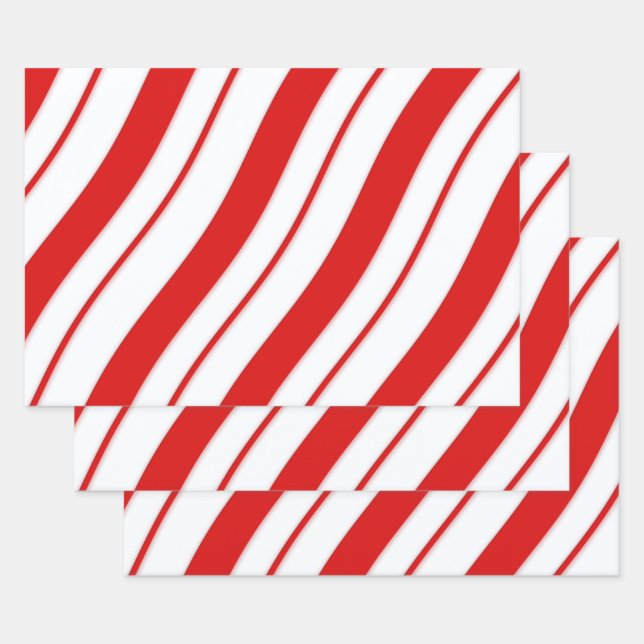 Peppermint Stripes Wrapping Paper Sheet (Set)