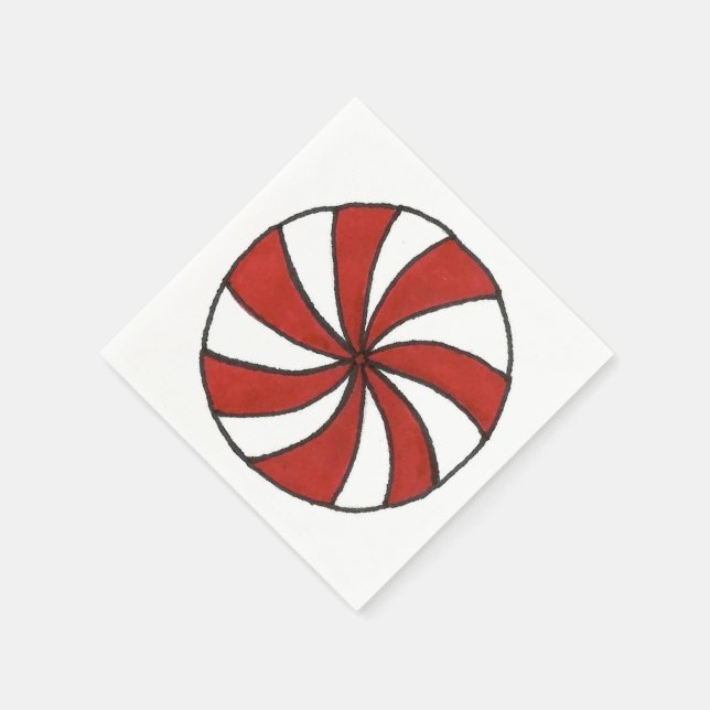 Peppermint Swirl Candy Cane Mint Christmas Napkin (Corner)