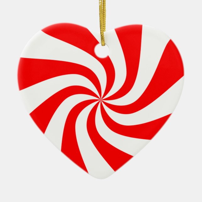 peppermint swirl candy ceramic tree decoration (Front)