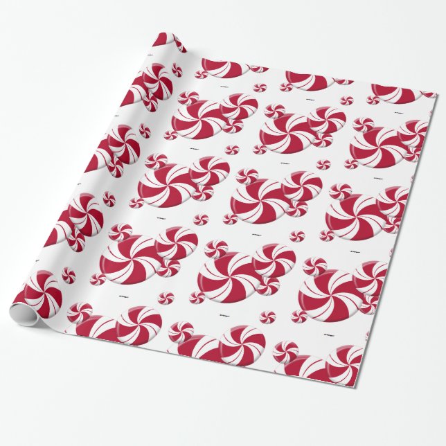 Peppermint Swirl Candy Wrapping Paper (Unrolled)