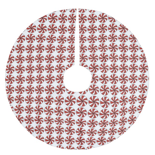 Peppermint Swirl Christmas Hard Candy Mint Brushed Polyester Tree Skirt (Front)