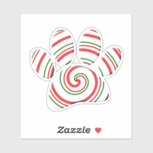 Peppermint Swirl Dog Paw In Red Green White