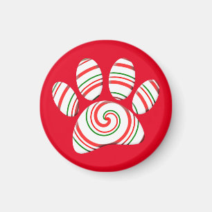 Peppermint Swirl Dog Paw In Red Green White Magnet