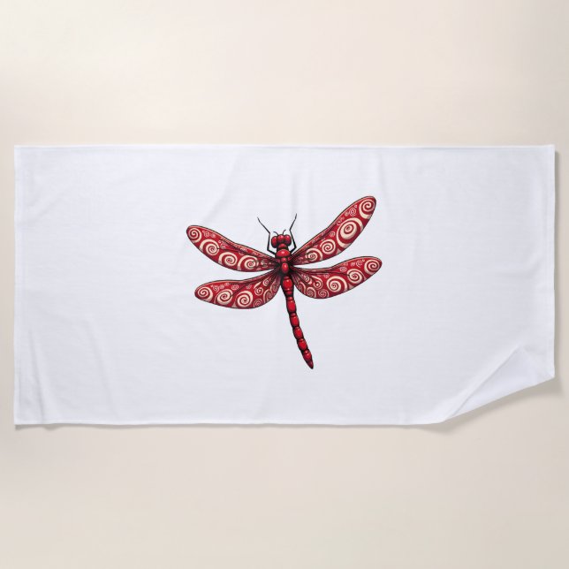Peppermint Swirl Dragonfly Beach Towel (Front)