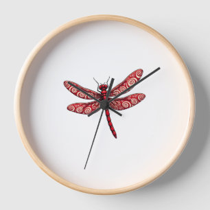 Peppermint Swirl Dragonfly Clock