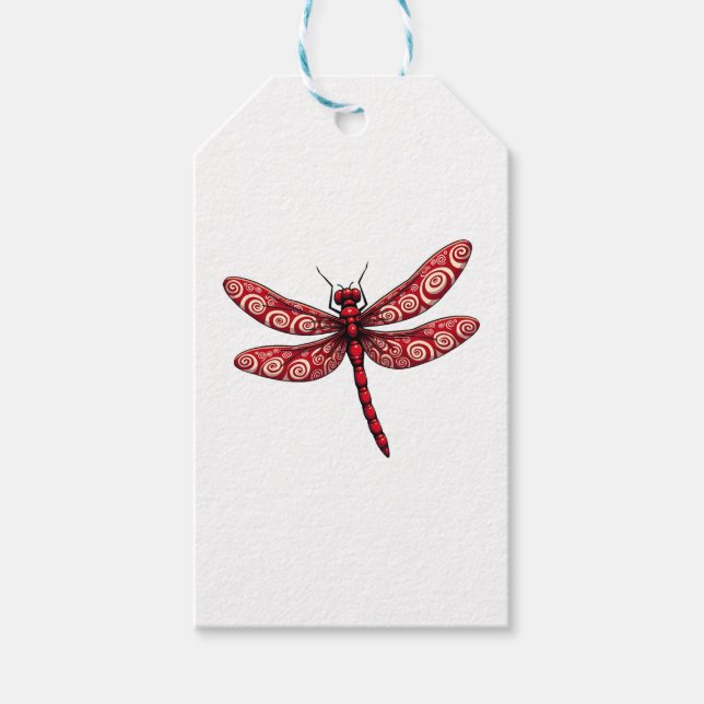 Peppermint Swirl Dragonfly Gift Tags (Front)