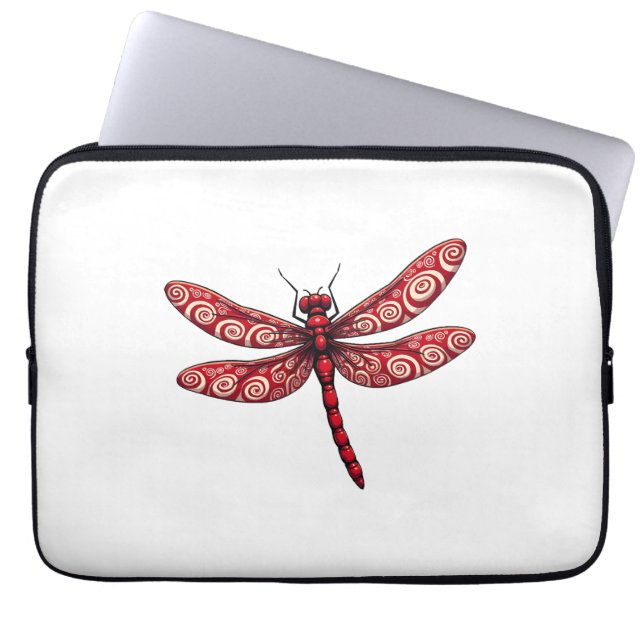 Peppermint Swirl Dragonfly Laptop Sleeve (Front)