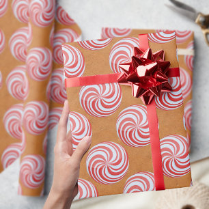 Peppermint Swirl Pattern Christmas Wrapping Paper