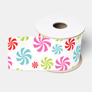 Peppermint Swirl Pattern – Colourful Candy Design Grosgrain Ribbon