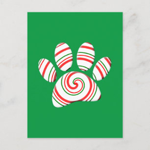 Peppermint Swirl Paw In Red Green White Postcard