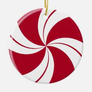 Peppermint Swirl Stripe Candy Ceramic Tree Decoration