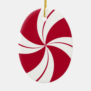Peppermint Swirl Stripe Candy Ceramic Tree Decoration