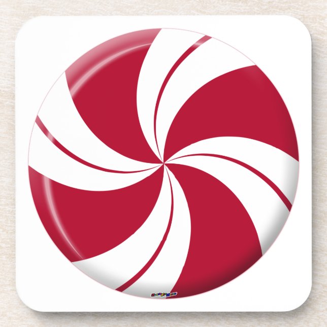 Peppermint Swirl Stripe Candy Coaster (Front)