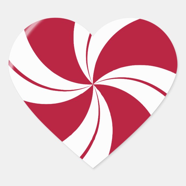 Peppermint Swirl Stripe Candy Heart Sticker (Front)