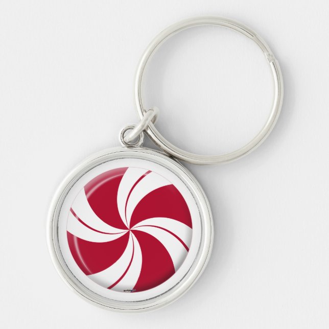 Peppermint Swirl Stripe Candy Key Ring (Front)