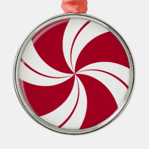 Peppermint Swirl Stripe Candy Metal Tree Decoration