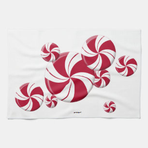 Peppermint Swirl Stripe Candy Tea Towel