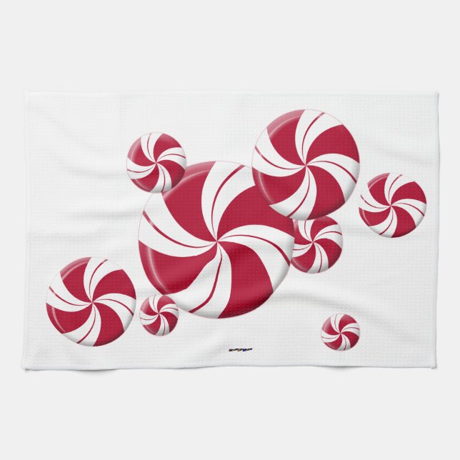 Peppermint Swirl Stripe Candy Tea Towel (Horizontal)