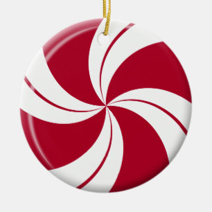 Peppermint Swirl Stripe & Spearmint Candy Ceramic Tree Decoration