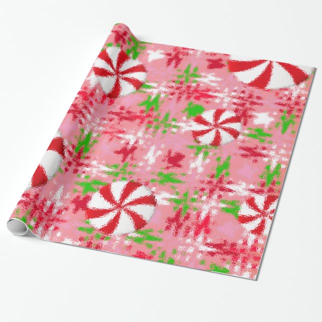 Peppermint Swirl Wrapping Paper (Unrolled)