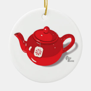 Peppermint Teapot Holiday Ornament