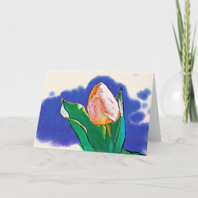 Peppermint Tulip Drawing Card (Front)