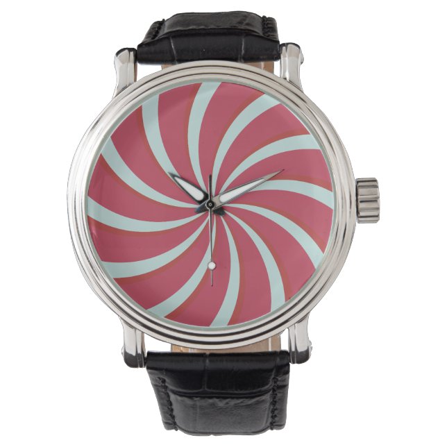 Peppermint Twist Candy Swirl Minimalist Watch (Front)