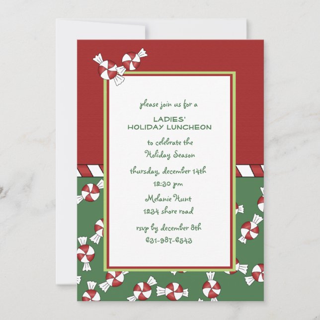 Peppermints Holiday Invitation (Front)