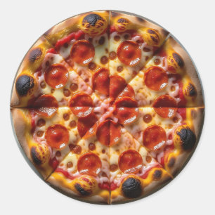 Pepperoni and Cheese Pizza Classic Round Sticker