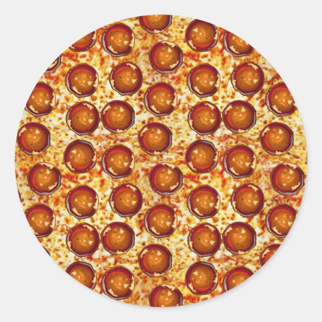 Pepperoni and Cheese Pizza Pattern Classic Round Sticker (Front)
