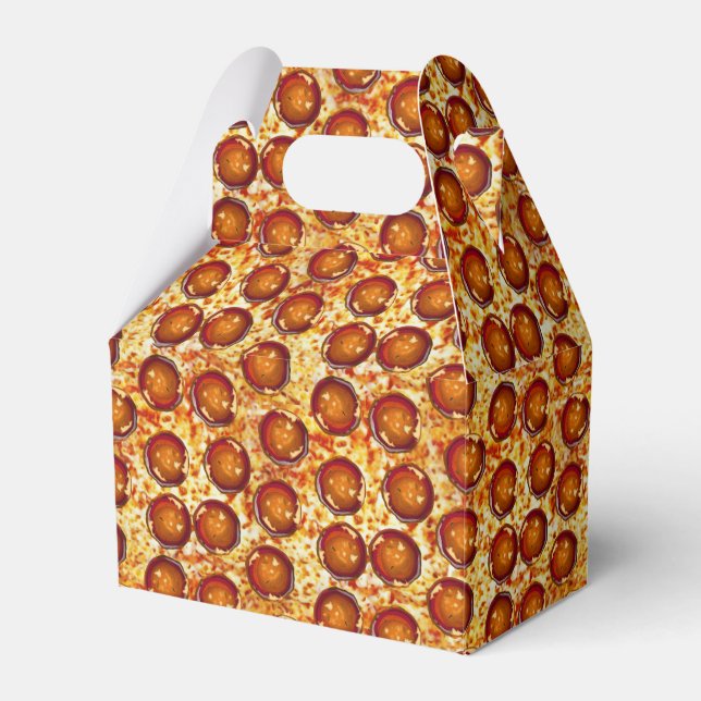 Pepperoni and Cheese Pizza Pattern Favour Box (Front Side)