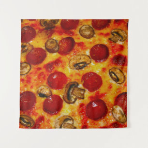 Pepperoni and Mushroom Pizza Tapestry
