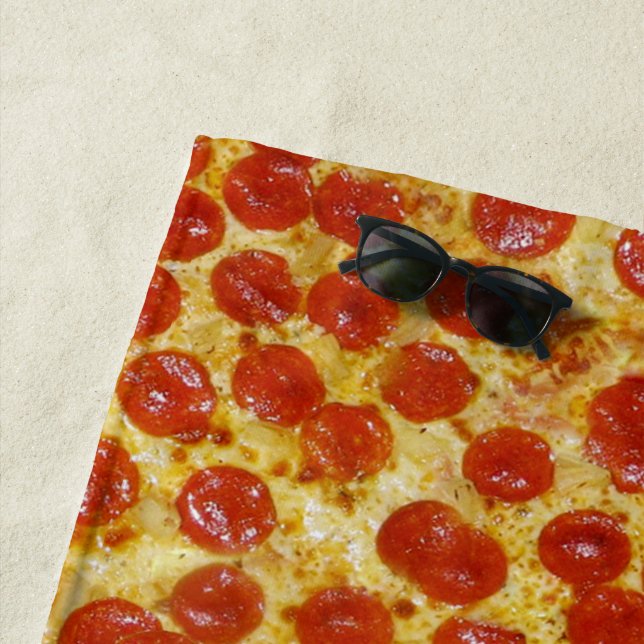 Pepperoni Pizza and Cheese Beach Towel (In Situ)