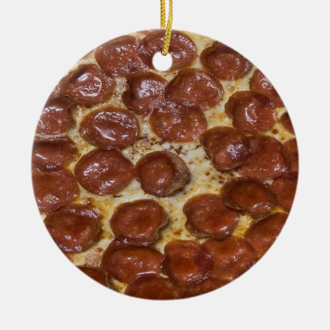 Pepperoni Pizza Ceramic Tree Decoration (Front)