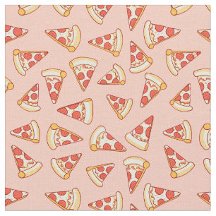 Pepperoni Pizza Drawing Pattern Cotton Fabric
