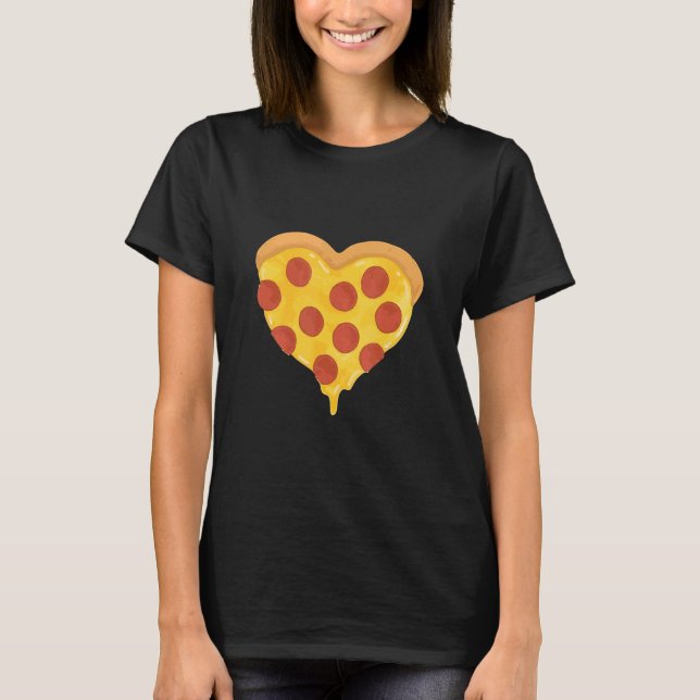 Pepperoni Pizza Heart Snacks Junk Cool Food  T-Shirt (Front)