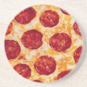 Pepperoni Pizza Hot and Yummy! Drink Coaster