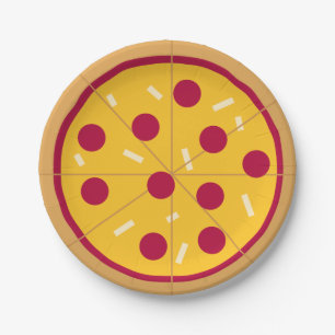 Pepperoni Pizza Kids Birthday Paper Plate