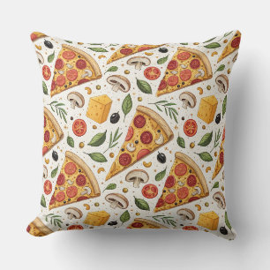 Pepperoni Pizza Lover Pattern - Fun Pizza Party Cushion