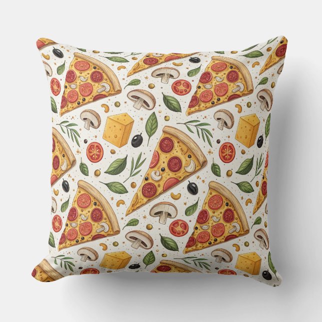 Pepperoni Pizza Lover Pattern - Fun Pizza Party Cushion (Front)