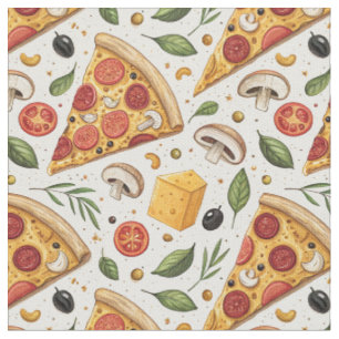 Pepperoni Pizza Lover Pattern - Fun Pizza Party Fabric
